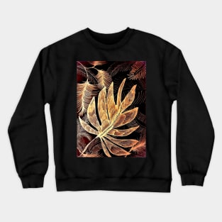 BLACK  GOLD TRICOLOUR TROPICAL LEAVES Crewneck Sweatshirt